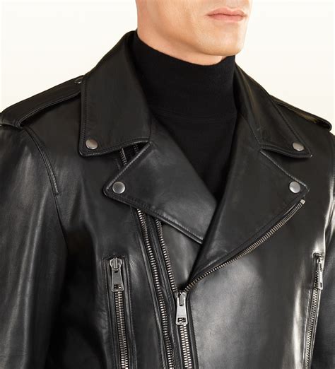 gucci biker leather jacket|cheap gucci leather jacket.